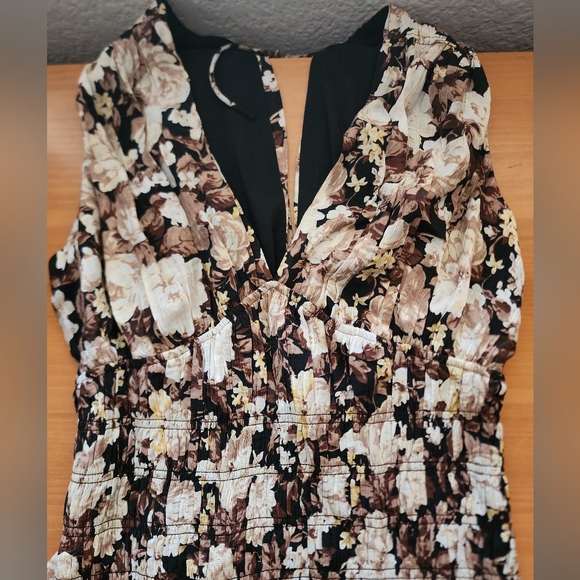 A&F Brown Floral Drop Waist Mini Dress - Picture 2 of 5
